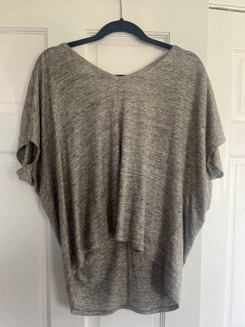 Chaser Gray Marled Dolman Batwing V-Neck Top — Size S